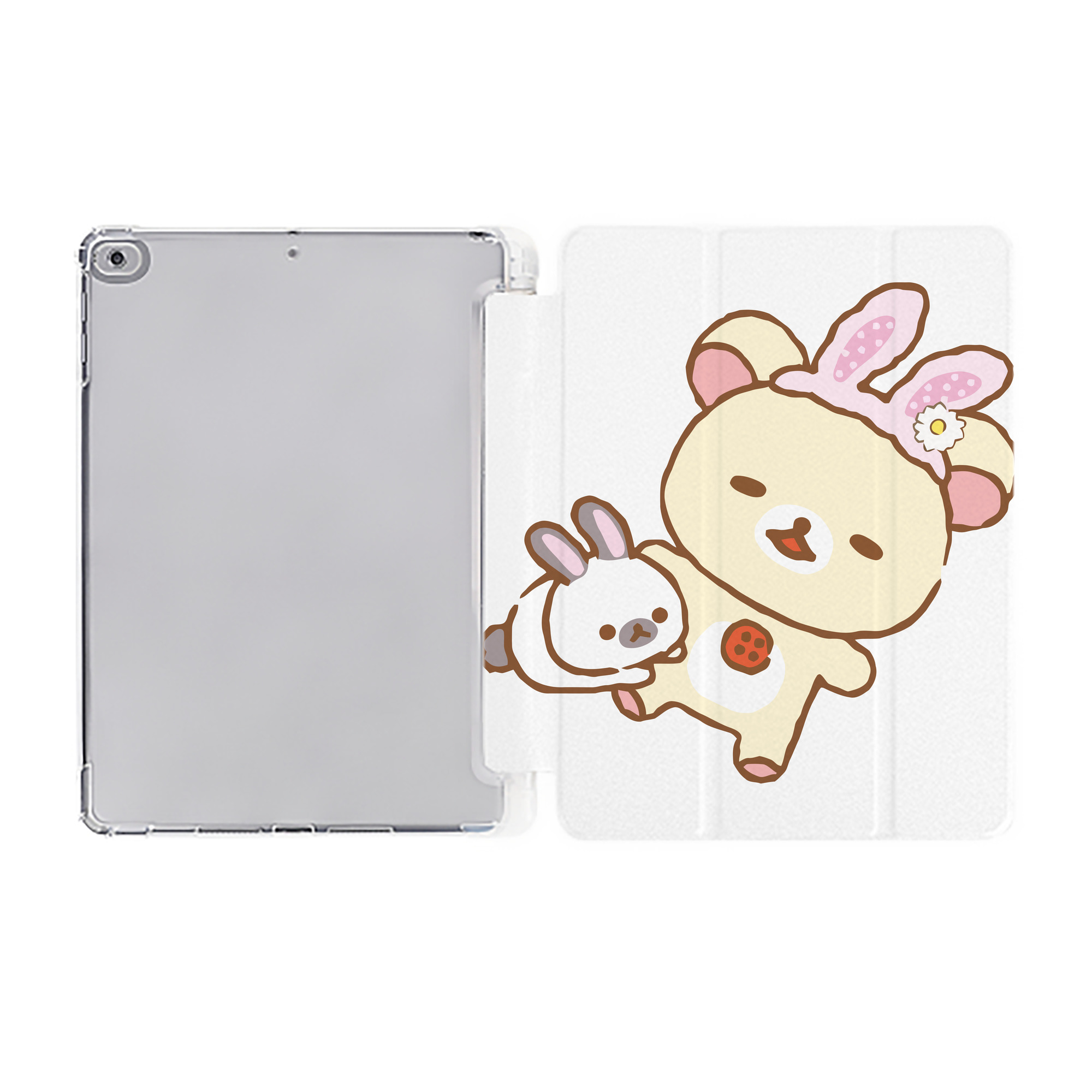 （画像用） リラックマ リラックマ キイロイトリ Rilakkuma Korilakkuma Kiiroitori IPad ケース ペン収納付き 三つ折りスタンド PUレザー×シリコン 対応機種9.5/10.5/10.9インチ